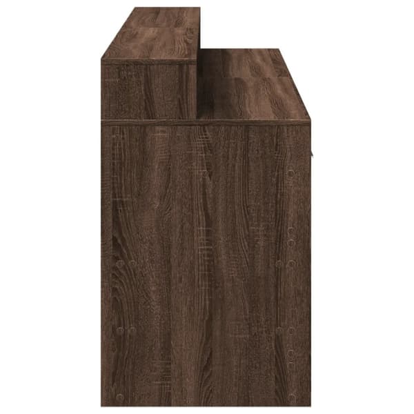 Työpöytä LED-valoilla ruskea tammi 160x55x91 cm tekninen puu