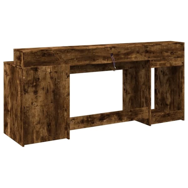 Työpöytä LED-valoilla savutammi 200x55x91 cm tekninen puu