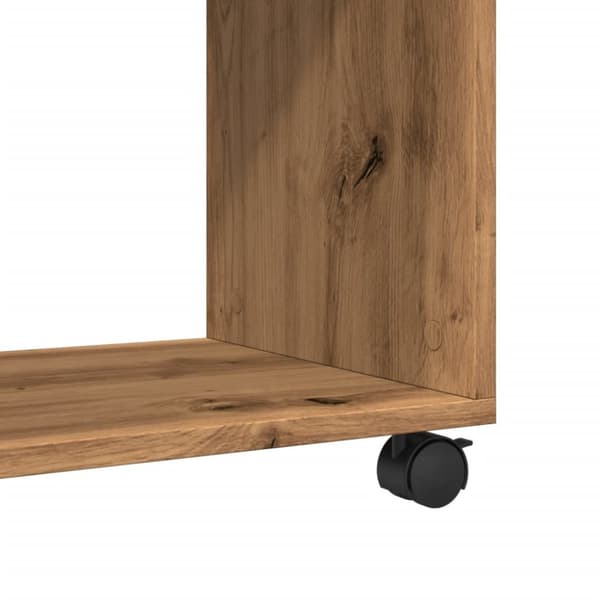 sidebord med hjul 70x35x60 cm konstrueret træ egetræsfarve
