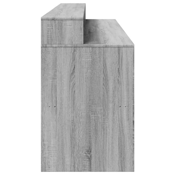 Työpöytä LED-valoilla harmaa Sonoma 200x55x91 cm tekninen puu