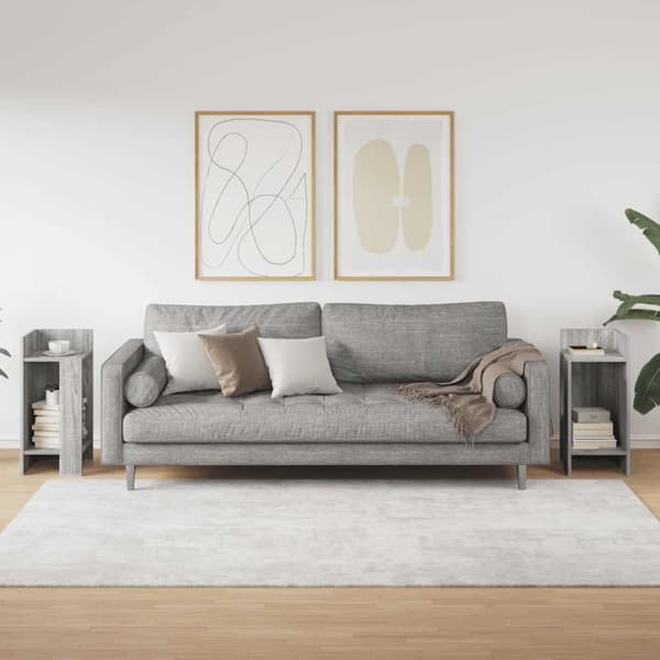 sivupöydät 2 kpl hyllyllä Sonoma Grey Oak 25,5x27x60 cm