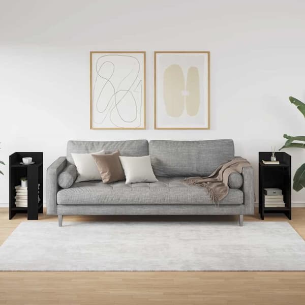 Sideborde 2 stk med reol sort 25,5x27x60 cm