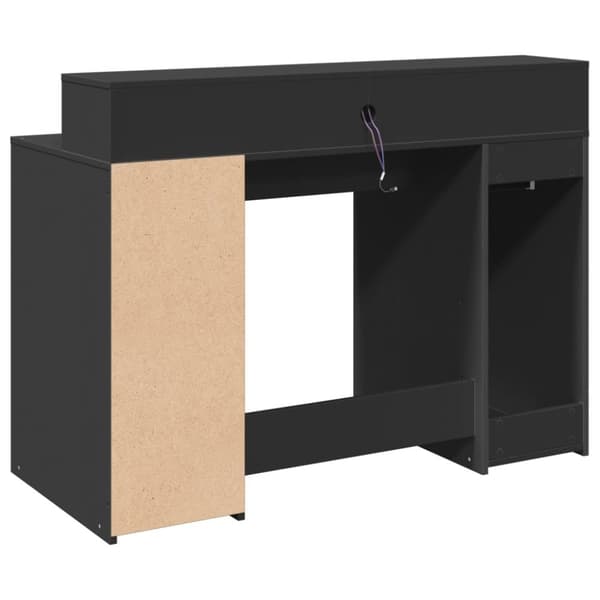 Skrivbord med LED svart 120x55x91 cm konstruerat trä