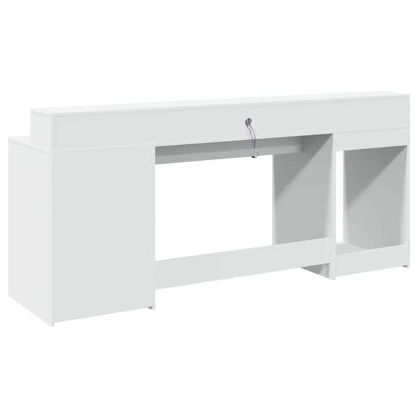 Työpöytä LED-valoilla valkoinen 200x55x91 cm tekninen puu
