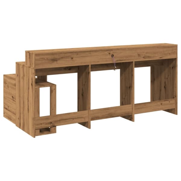 Työpöytä LED-valoilla artesaani tammi 200x104x91cm tekninen puu