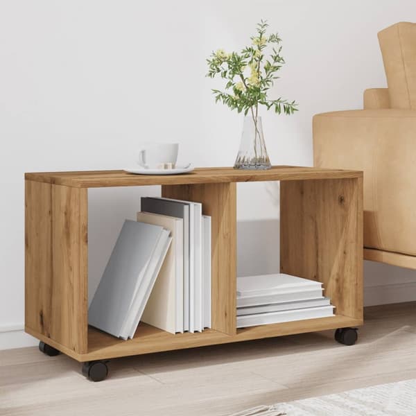 Skåp med hjul ek 72x33x42,5 cm konstruerat trä