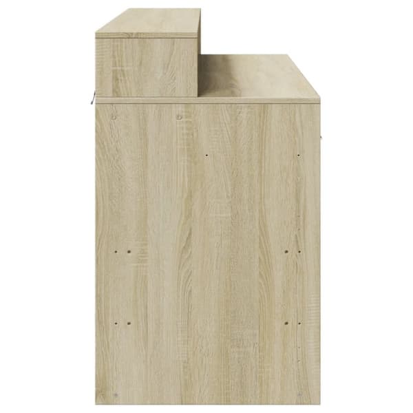 skrivebord med LED-lys 120x55x91 cm konstrueret træ sonoma-eg