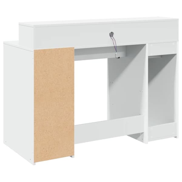 Työpöytä LED-valoilla valkoinen 120x55x91 cm tekninen puu