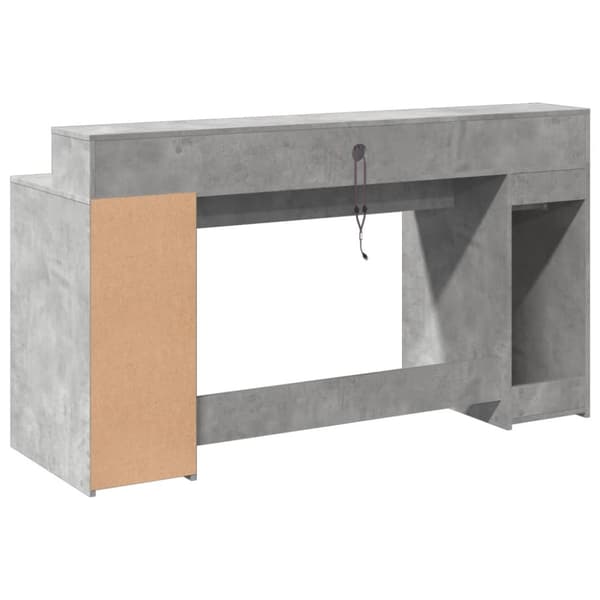 Työpöytä LED-valoilla betoninharmaa 160x55x91 cm tekninen puu