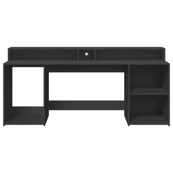 Työpöytä LED-valoilla musta 200x55x91 cm tekninen puu