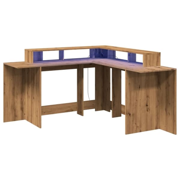 Työpöytä LED-valoilla artesaani tammi 152x152x91cm tekninen puu