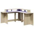 Miniatyrbillede 3 af 10: skrivebord med LED-lys 152x152x91 cm konstrueret træ sonoma-eg