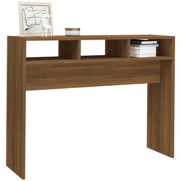 konsolbord 105x30x80 cm konstrueret træ brun egetræsfarve