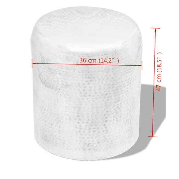 taburet/sidebord hamret aluminium sølvfarvet
