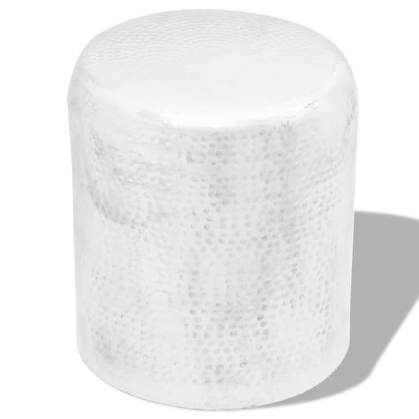taburet/sidebord hamret aluminium sølvfarvet