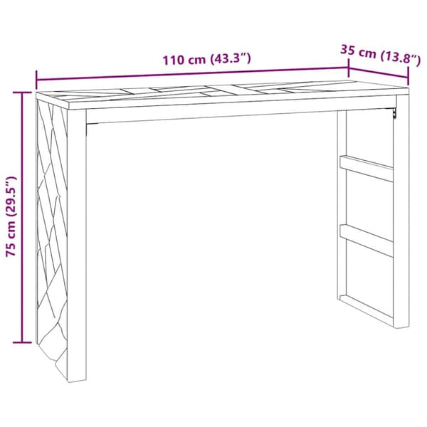 konsolipöytä 110x35x75 cm massiivi tiikiä