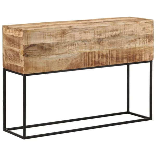 konsolbord 110x30x75 cm massivt ru mangotræ og jern