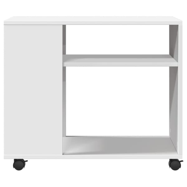 sidebord med hjul 70x35x60 cm konstrueret træ hvid