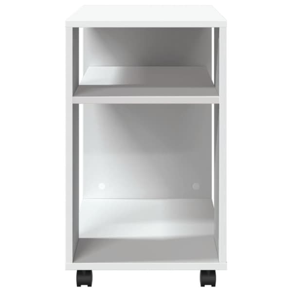 sidebord med hjul 70x35x60 cm konstrueret træ hvid
