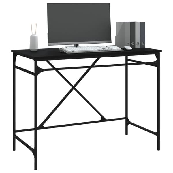 skrivebord 100x50x75 cm konstrueret træ og jern sort