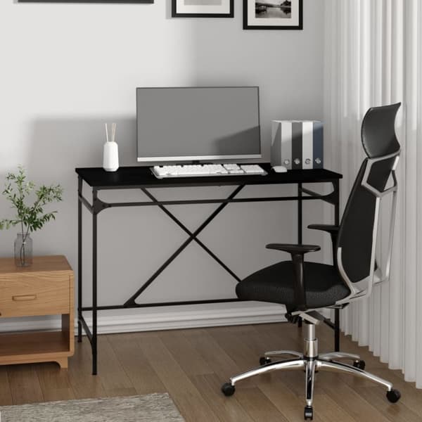 skrivebord 100x50x75 cm konstrueret træ og jern sort