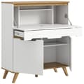 Miniatyrbillede 3 af 8: Scandi skrivebord sekretær 1 skuffe 2 låger 1 klaplåge hvid.