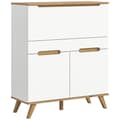 Miniatyrbillede 1 af 8: Scandi skrivebord sekretær 1 skuffe 2 låger 1 klaplåge hvid.