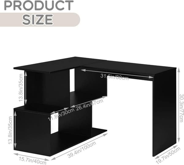 Rootz L-muotoinen 2-in-1 pöytähylly - Tietokonepöytä - Peliasema - E1 Puumateriaali - 100cm x 77cm x 120cm