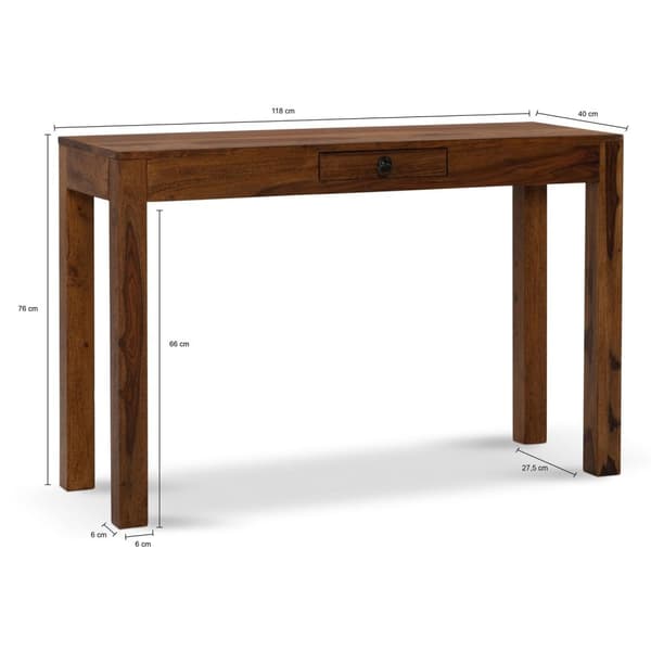 Rootz Solid -toimistopöytä - Moderni kirjoituspöytä - Työpöytä - Käsintehty - Tukevat jalat - Sheesham Wood - 118cm x 40cm x 76cm