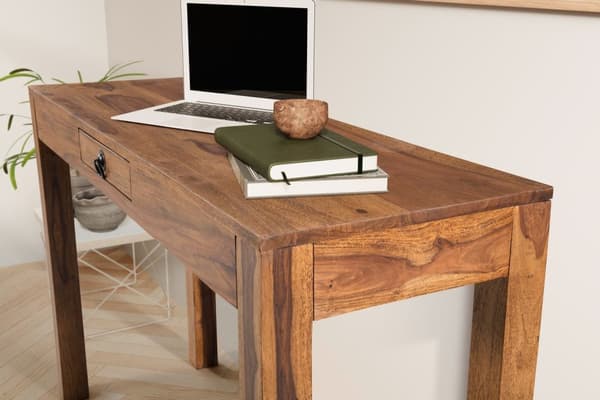 Rootz Solid -toimistopöytä - Moderni kirjoituspöytä - Työpöytä - Käsintehty - Tukevat jalat - Sheesham Wood - 118cm x 40cm x 76cm