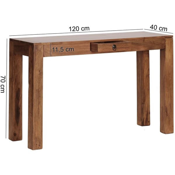 Rootz Solid -toimistopöytä - Moderni kirjoituspöytä - Työpöytä - Käsintehty - Tukevat jalat - Sheesham Wood - 118cm x 40cm x 76cm