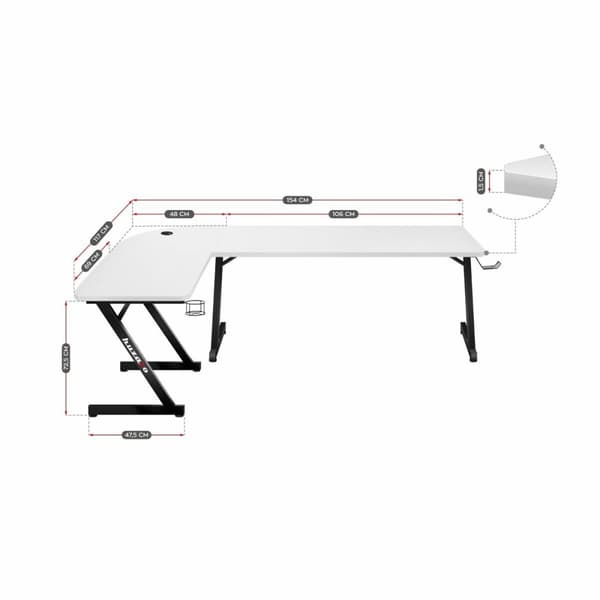 Työpöytä Gaming Huzaro HZ-Hero 7.0 Valkoinen Musta Hiilikuitu 154 x 72,5 x 117 cm