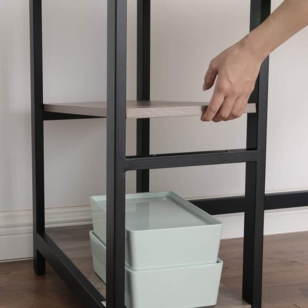 Bureau d'angle droit avec étagère 2 niveaux style industriel