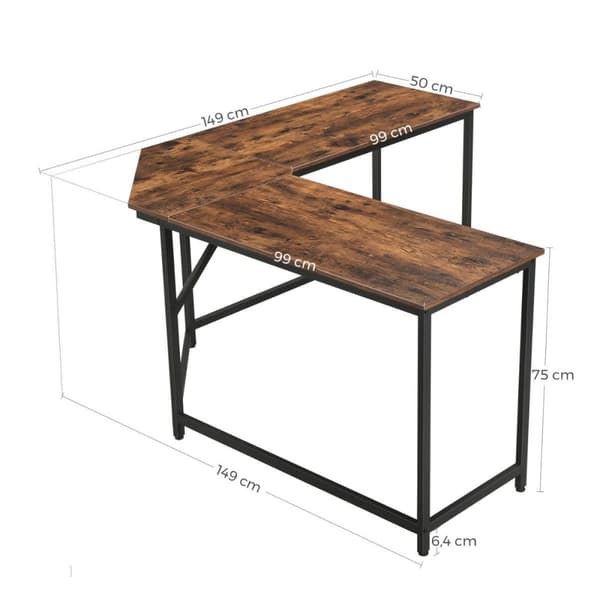 Höger hörnskrivbord i industriell stil - L149 x D149 cm