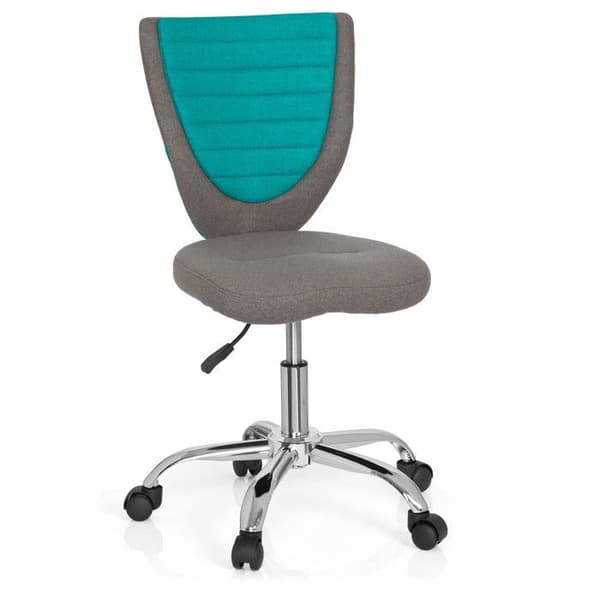 Drehstuhl für Kinder - hjh OFFICE - KIDDY COMFORT - Grau/Türkis - Stoff