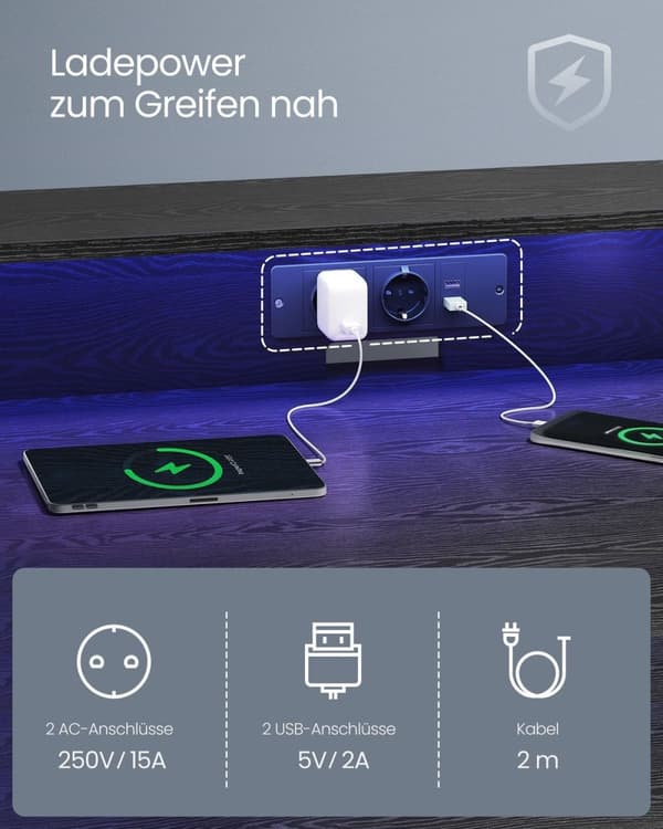 Rootz LED spelbord - Upplyst bord - Upplyst spelbord - Classic Black - 60cm x 120cm x 76cm - Max. 100 kg lastkapacitet
