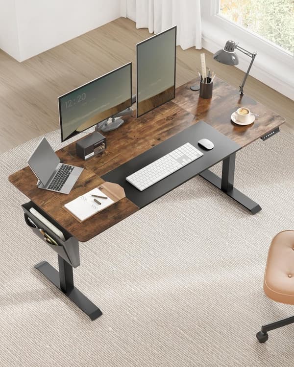 Skrivebord - højde -justerbar skrivebord - forskellige positioner - 70 x 160 cm - mørkebrun