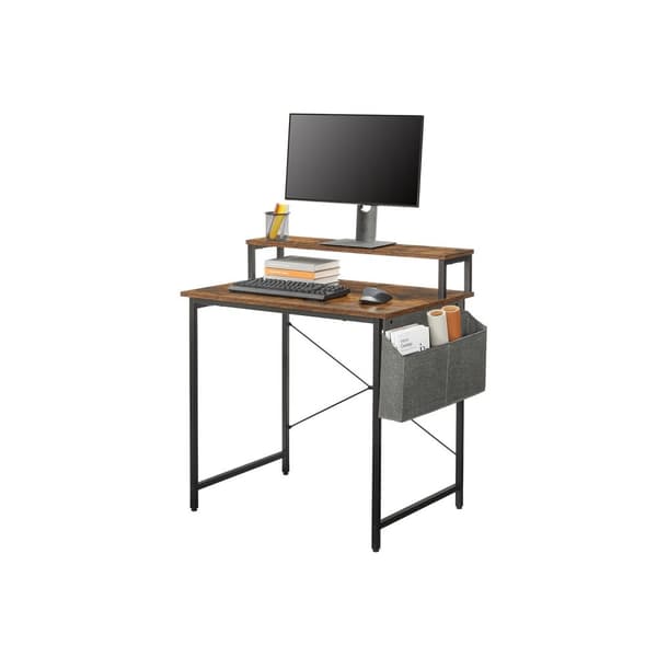 Desk - Computertabel - med skærmstativ og opbevaringspose - Justerbar - Industrielt design