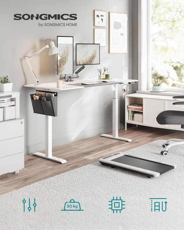 Bureau - Højde -justerbar skrivebord - Forskellige positioner - 70 x 160 cm - Hvid