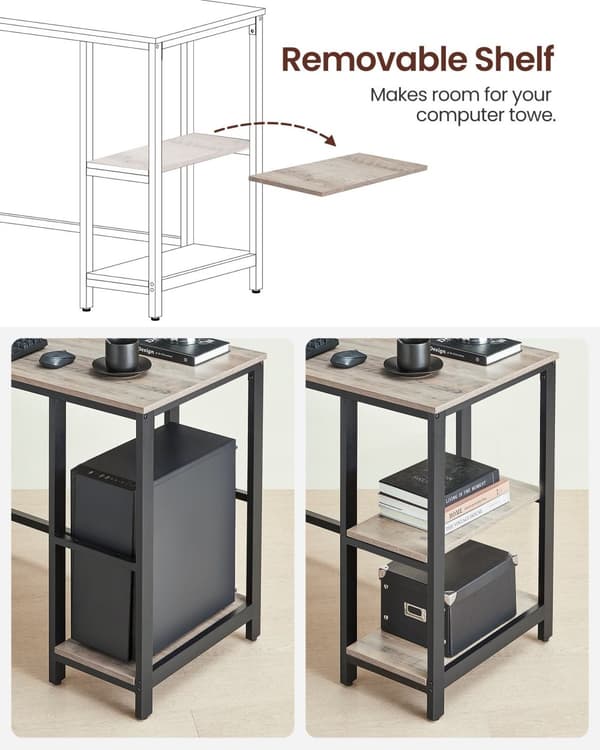 Bureau - L -Hoekbureau med 2 hylder - Space -bølger - Industrielt design