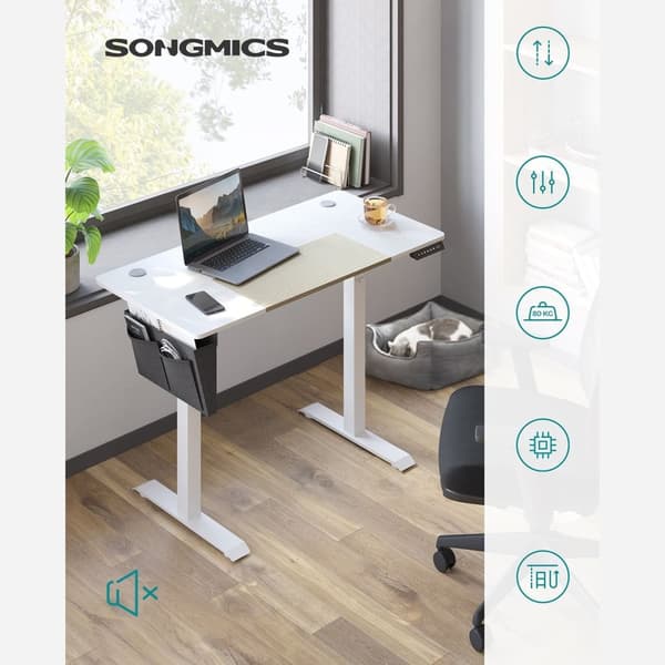 Sit Stand Desk - Computed Table - Højde justerbar - med hjul - 120 cm x 60 cm - Hvid