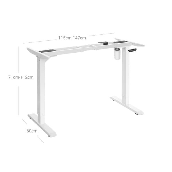Deskram - Elektriskt justerbar - med motor- och minnesfunktion - Vit stålram