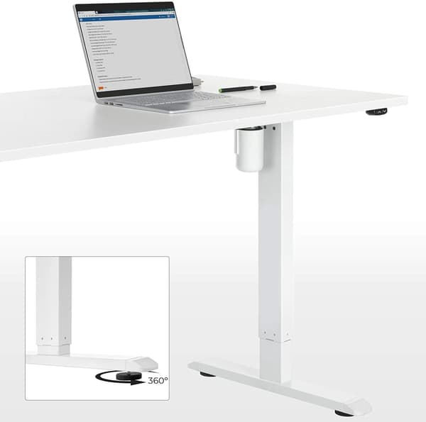 Elektrisk skrivebord - med motor - 120 x 60 x (73-114) cm - Højde justerbar - Hvid