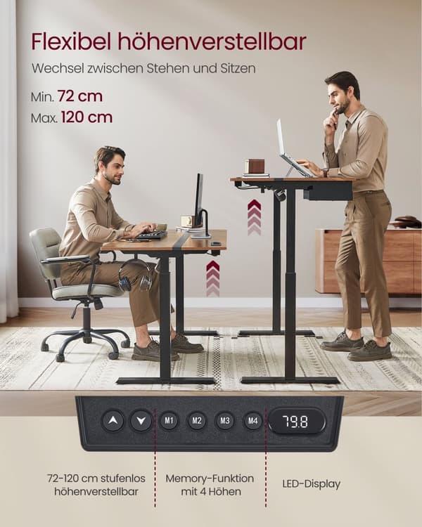 Skrivbord - elektrisk - höjdjusterbar - minnesfunktion
