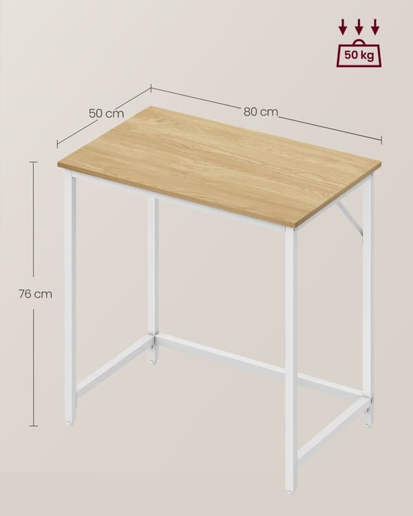 Pöytä - metallikehys - 50 x 80 x 76 cm