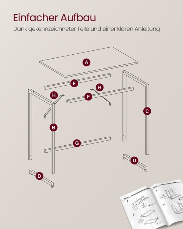 Skrivebord - metalramme - 50 x 80 x 76 cm