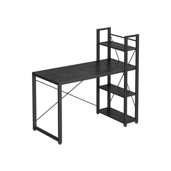 Computerkontor - med hylder - Enkel konstruktion - Ebony Black