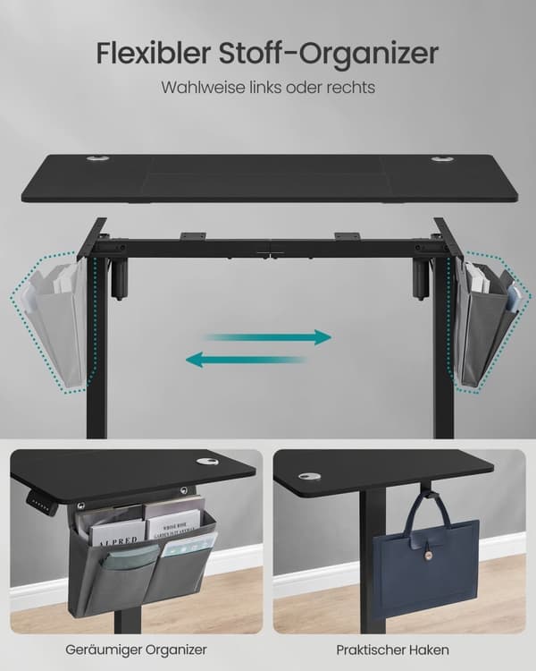 Rootz elektrisk højdejusterbart skrivebord - Stående skrivebord - Motoriseret arbejdsstation - Spånplader og stål - 60 cm x 120 cm x (72-120) cm