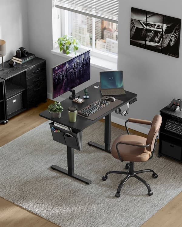 Rootz elektrisk højdejusterbart skrivebord - Stående skrivebord - Motoriseret arbejdsstation - Spånplader og stål - 60 cm x 120 cm x (72-120) cm