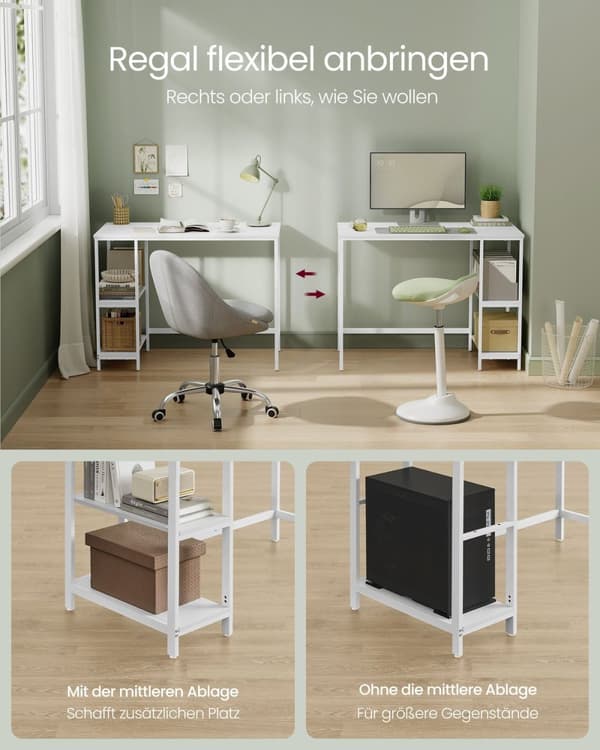 Rootz Maple White Desk - Kirjoituspöytä - Työpöytä - Lastulevy ja teräs - 50cm x 100cm x 76cm